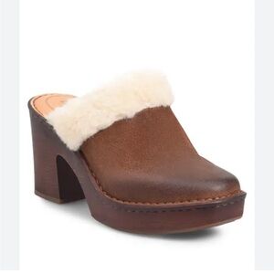 Born Hope Genuine Shearling Trim Leather Clog